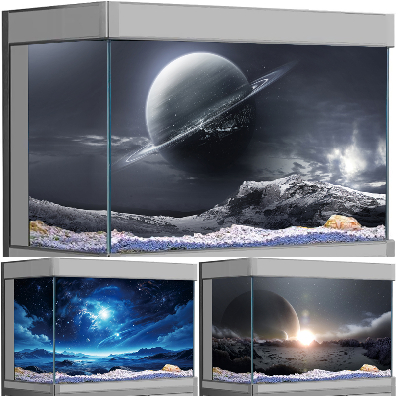 Aquarium Planet - 3D Ruimteplaneet Galaxy Aquarium Achtergrond Sticker