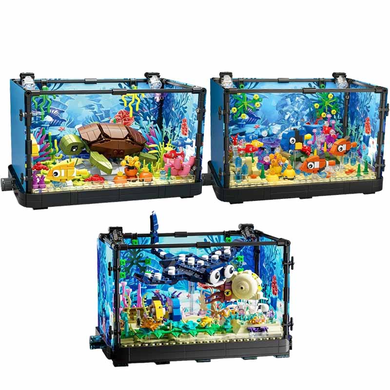 Aquarium Planet - Aquarium bouwsteenset met licht, aquarium, zeeschildpad,